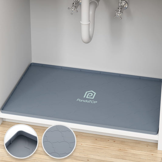 Under Sink Mat, 34" x 22" Silicone Kitchen Cabinet... (Gray | Silicone)