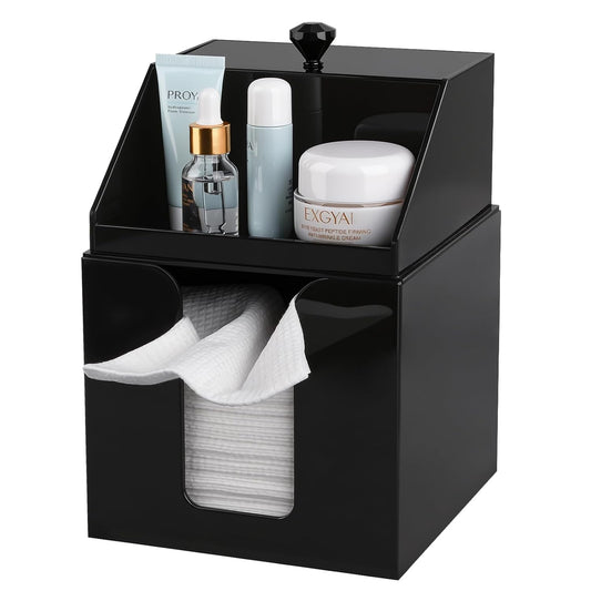 Disposable Facial Towels Storage Double Layer Acry... (Black | Acrylic)