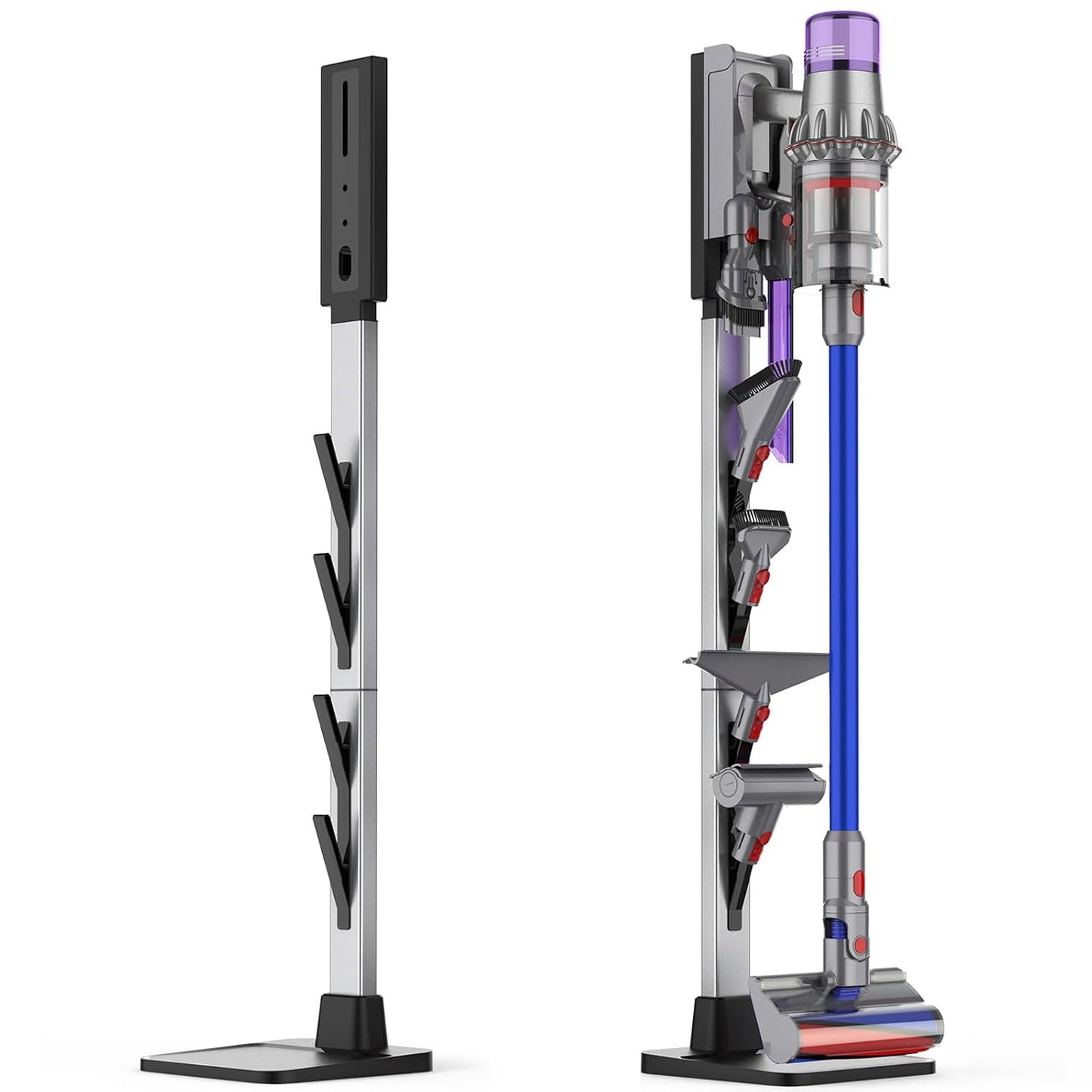 Vacuum Stand for Dyson, Compatible with V15/V12/V10/V9/V8/V7/V6/G5, Aluminum + Plastic Material, Adjustable Height, with Hidden Cord Management