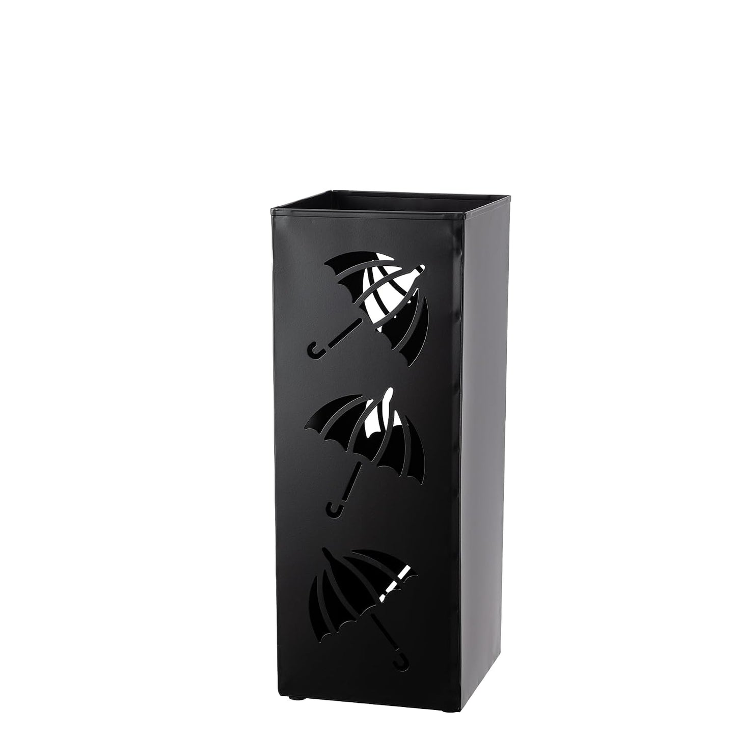 Metal Umbrella Holder, Square Stand for Entryway and Home Decor, 6.3" x 6.3" x 16.5" in Black, Sturdy Rack for Walking Canes and Umbrellas