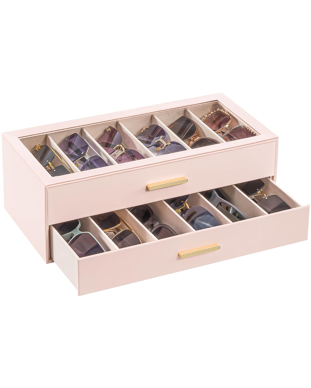 Lolalet Sunglasses Storage Box for Women | Eyewear Eye Glass Sun glass Storage Box with Clear Top Lid Display Holder Case for Eyeglass Watch Jewelry