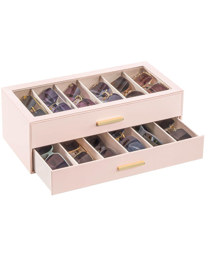 Lolalet Sunglasses Storage Box for Women | Eyewear Eye Glass Sun glass Storage Box with Clear Top Lid Display Holder Case for Eyeglass Watch Jewelry