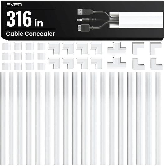 Cable Hider Wall 306” - Cable Raceway Cord Hider -... (White)