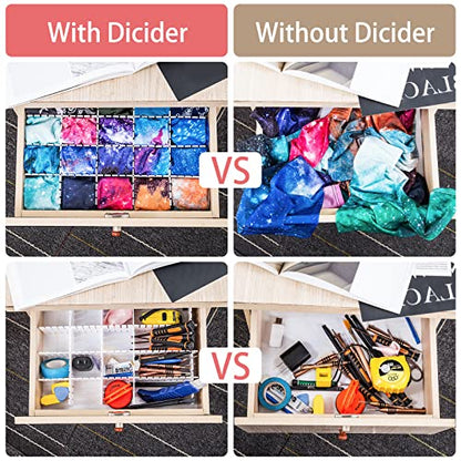45 Pack Drawer Dividers, Plastic Adjustable Drawer Storage Organizer for Tidying Clutter Socks, Underwear, Makeup, Kitchen, Dresser Black