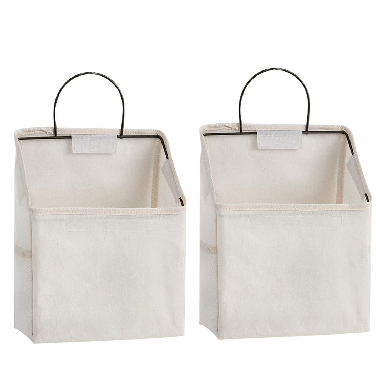 Wall-Hanging Storage Bags, Desktop Organizer Basket Cotton Linen Hanging Storage Basket for Kitchen,Bderoom,Living Room (#2 White)