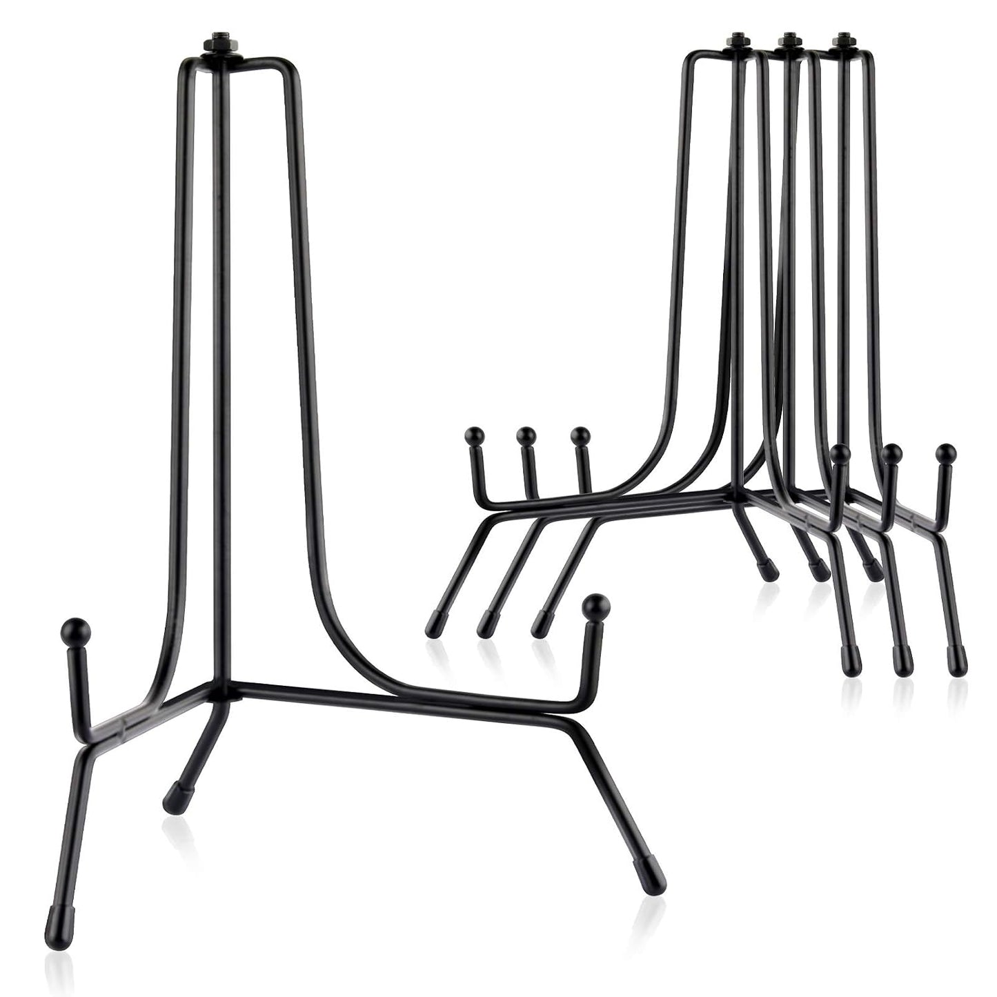 Mocoosy 4 Pack 8 Inch Improved Anti-Slip Plate Stands for Display | Plate Holder Display, Picture Frame Holder Stand, Black Iron Easel Stands for Photo, Decorative Plate, Tablets and Table Art