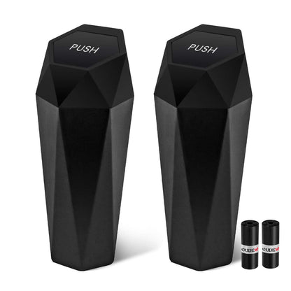 Car Trash Can with Lid, Leakproof, 30 Trash Bags, Black, 2 Pack | Small Garbage Can for Car, Car Accessories for Interior, Multipurpose Organizers and Storage Solutions for Home, Office