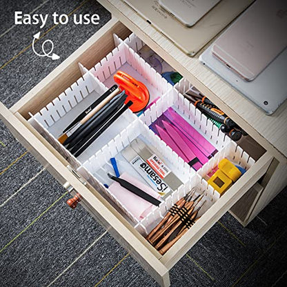 45 Pack Drawer Dividers, Plastic Adjustable Drawer Storage Organizer for Tidying Clutter Socks, Underwear, Makeup, Kitchen, Dresser Black