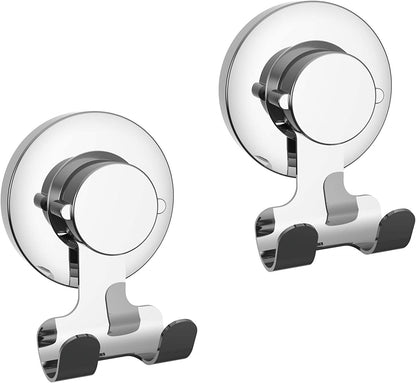 Suction Cup Hooks Razor Holder Powerful Vacuum Organizer for Towel, Razor, Coat, Bathrobe and Loofah 304 Stainless Steel Removable Hooks for Bathroom & Kitchen, Towel Hanger Storage (Silver)