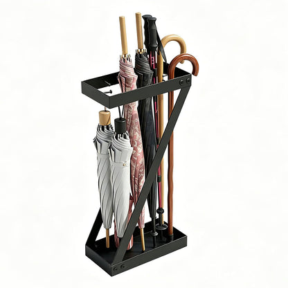 Umbrella Holder for Entryway, Black Umbrella Stand Indoor Stores Umbrellas Canes Equipped with Hooks Ideal for Home, Office , Hotel Lobby of Umbrella Storage Rack