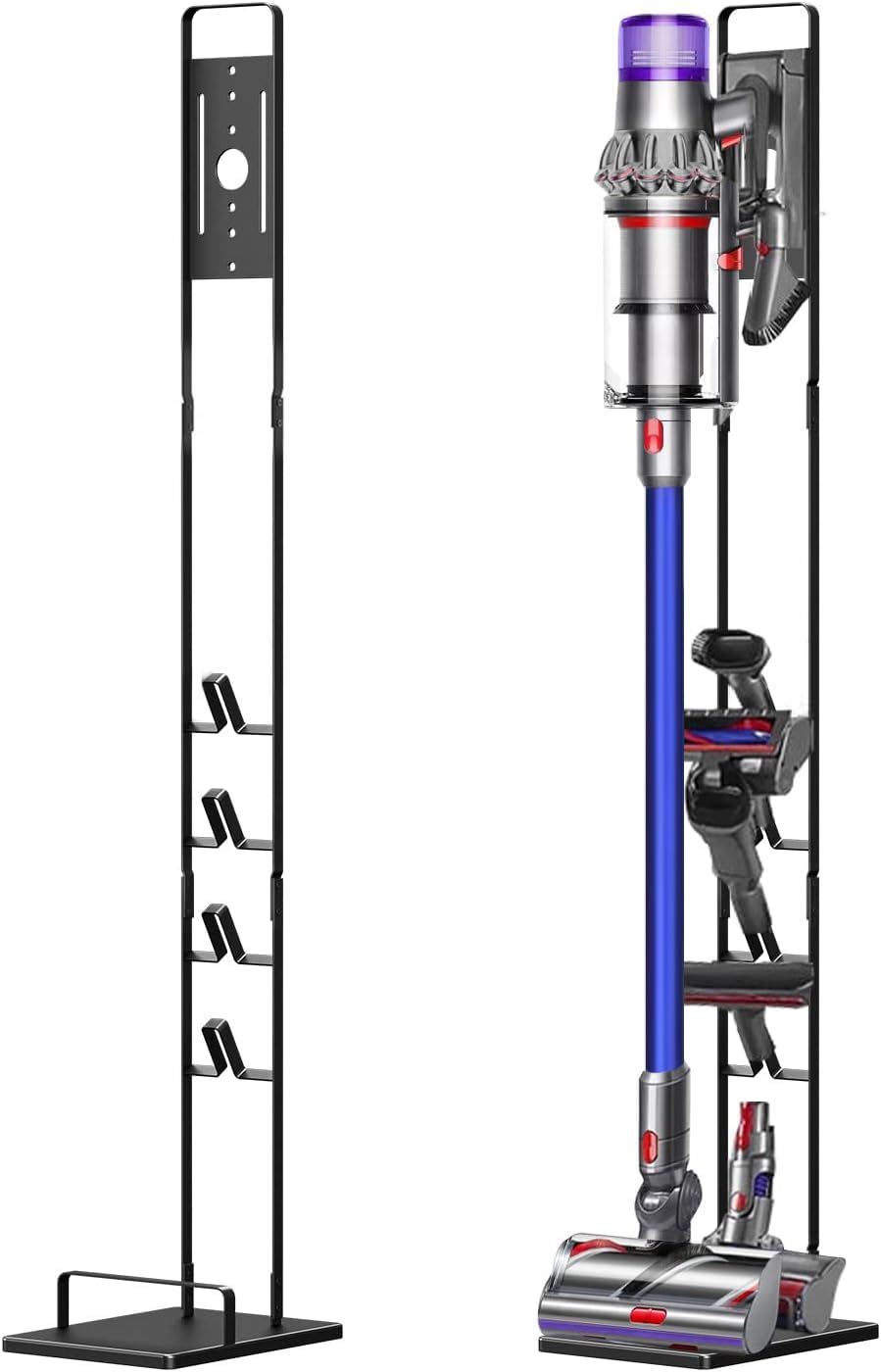 Foho Vacuum Stand Compatible for Dyson V15 V11 V10 V8 V7 V6, Metal Storage Holder Compatible for Dyson Handheld DC30 DC31 DC34 DC35 DC58 DC59 DC62 Cordless Vacuum Cleaners & Accessories, Black
