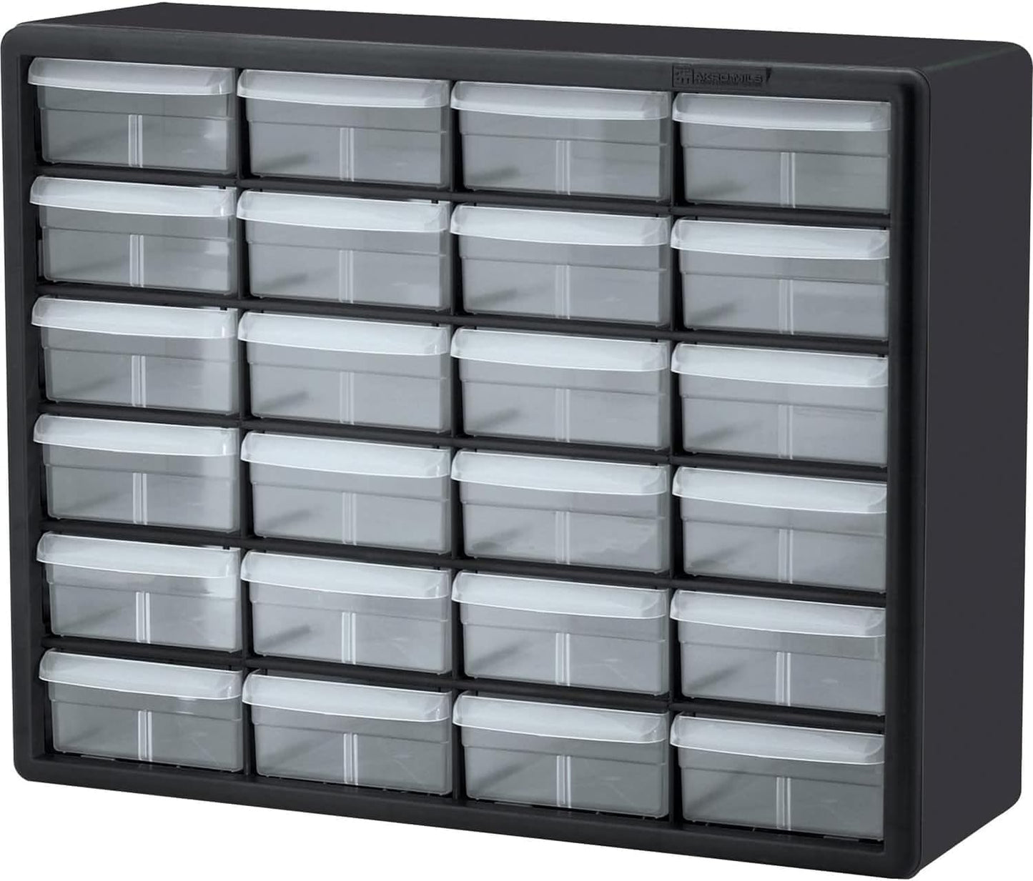 Akro-Mils 24-Drawer Plastic Storage Cabinet, 20" W x 6" D x 16" H, Black | Plastic Cabinet w/ Drawers for Garage Organization, Beads, Building Bricks Storage, Teacher Toolbox, Makeup Organizer, 10124