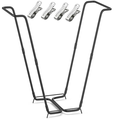 Outdoor Trash Bag Holder Metal Garden Trash Bag Holder for Yard Waste Stand Holds 30-45 Gallons Leaf Bag Holder with 4 Clips for Leaves Camping Lawn Party Weeding Yard Gardening（1pcs+4clips）