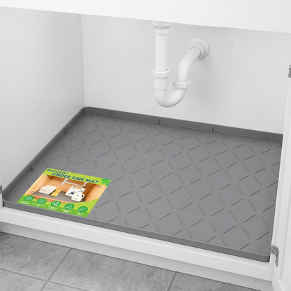 Mateeylife Under Sink Mat Kitchen Waterproof, Silicone Sink Tray 22"X34" | Under Sink Organizer Cabinet Shelf Protective Liner, Multi-use Silicone Mat for Boot Tray & Litter Mat, Dark Grey