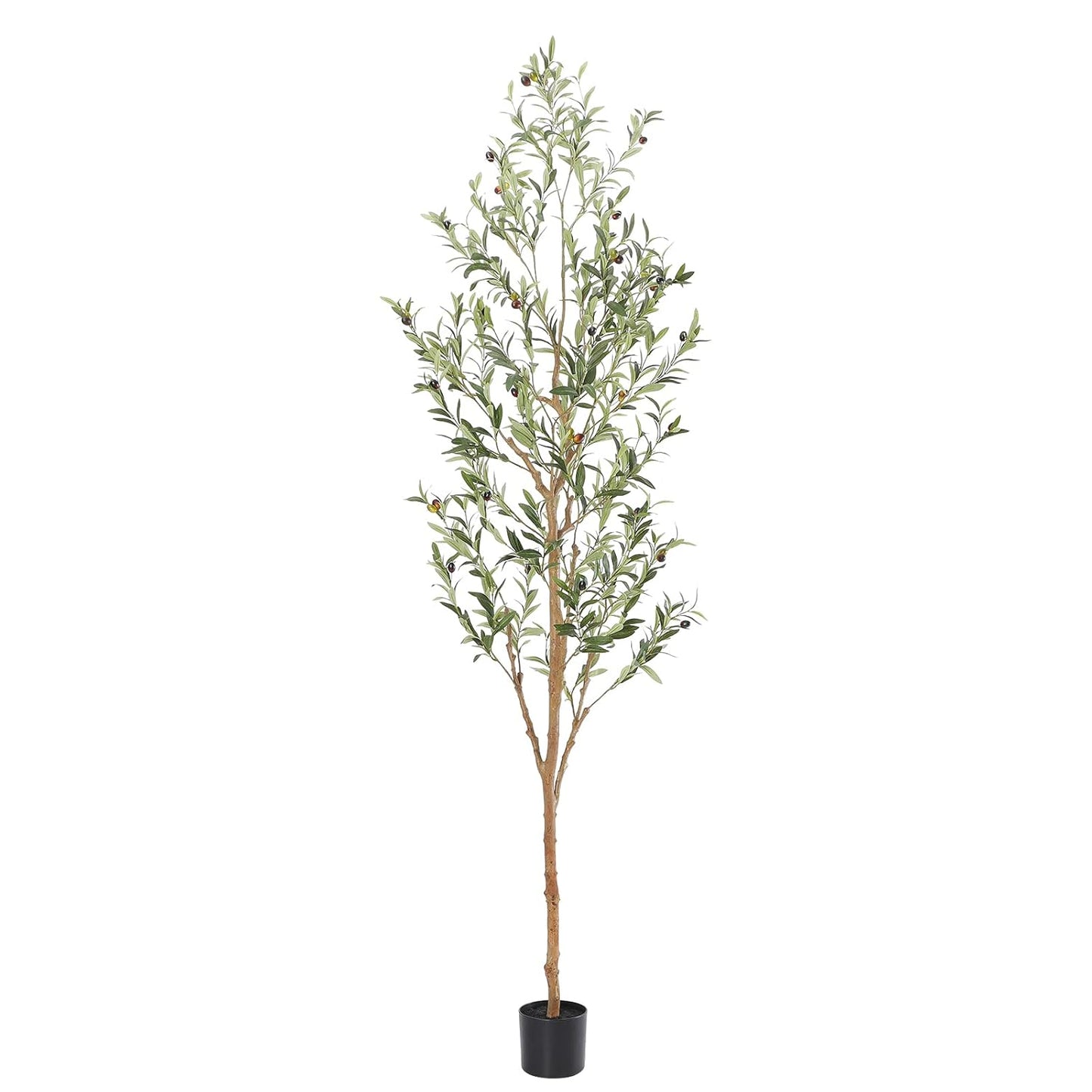 Faux Olive Tree 7ft，Olive Trees Artificial Indoor with Natural Wood Trunk and Realistic Leaves and Fruits. 7 Feet(84in) Fake Olive Tree for Home House Office Décor.