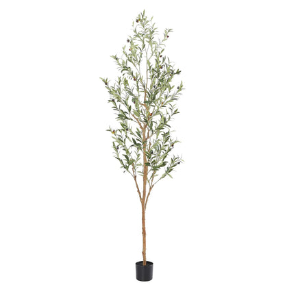 Faux Olive Tree 7ft，Olive Trees Artificial Indoor with Natural Wood Trunk and Realistic Leaves and Fruits. 7 Feet(84in) Fake Olive Tree for Home House Office Décor.