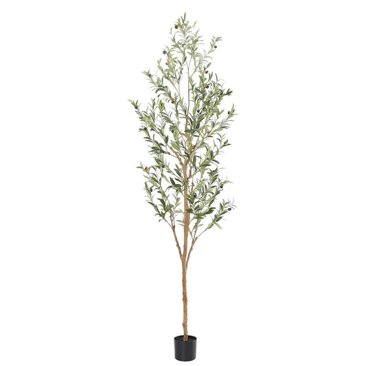 Faux Olive Tree 7ft，Olive Trees Artificial Indoor with Natural Wood Trunk and Realistic Leaves and Fruits. 7 Feet(84in) Fake Olive Tree for Home House Office Décor.