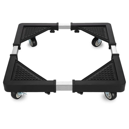 Mini Fridge Stand with 4 Locking Wheels 17.7"-25.6" Adjustable Dolly Washing Machine Stand Base，for Furniture Portable Refrigerator Dryer Stand（Black）