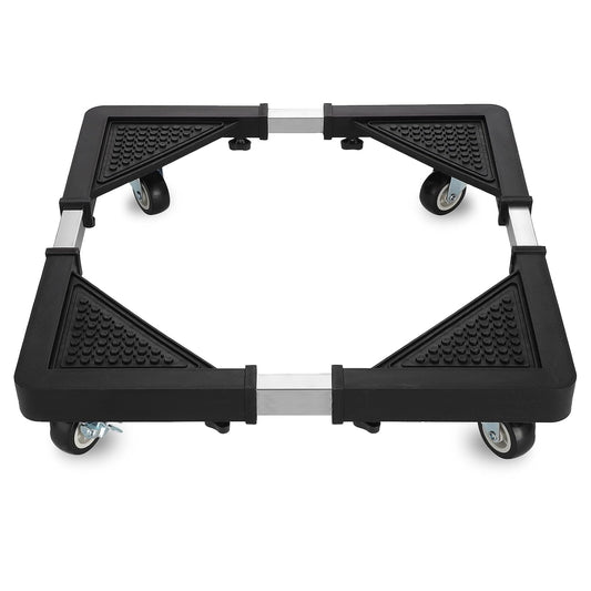 Mini Fridge Stand with 4 Locking Wheels 17.7"-25.6" Adjustable Dolly Washing Machine Stand Base，for Furniture Portable Refrigerator Dryer Stand（Black）