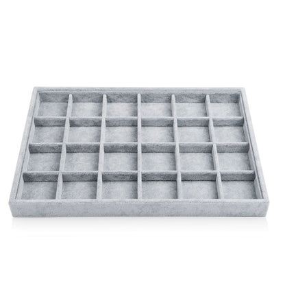 Oirlv Velvet Jewelry Tray for Drawer,Rings Earrings Organizer,24 Grids | Stackable and Portable, Ideal for Retail Showcase, Trade Shows and Personal Jewelry Collection,Fits Nicely in Dresser Drawer