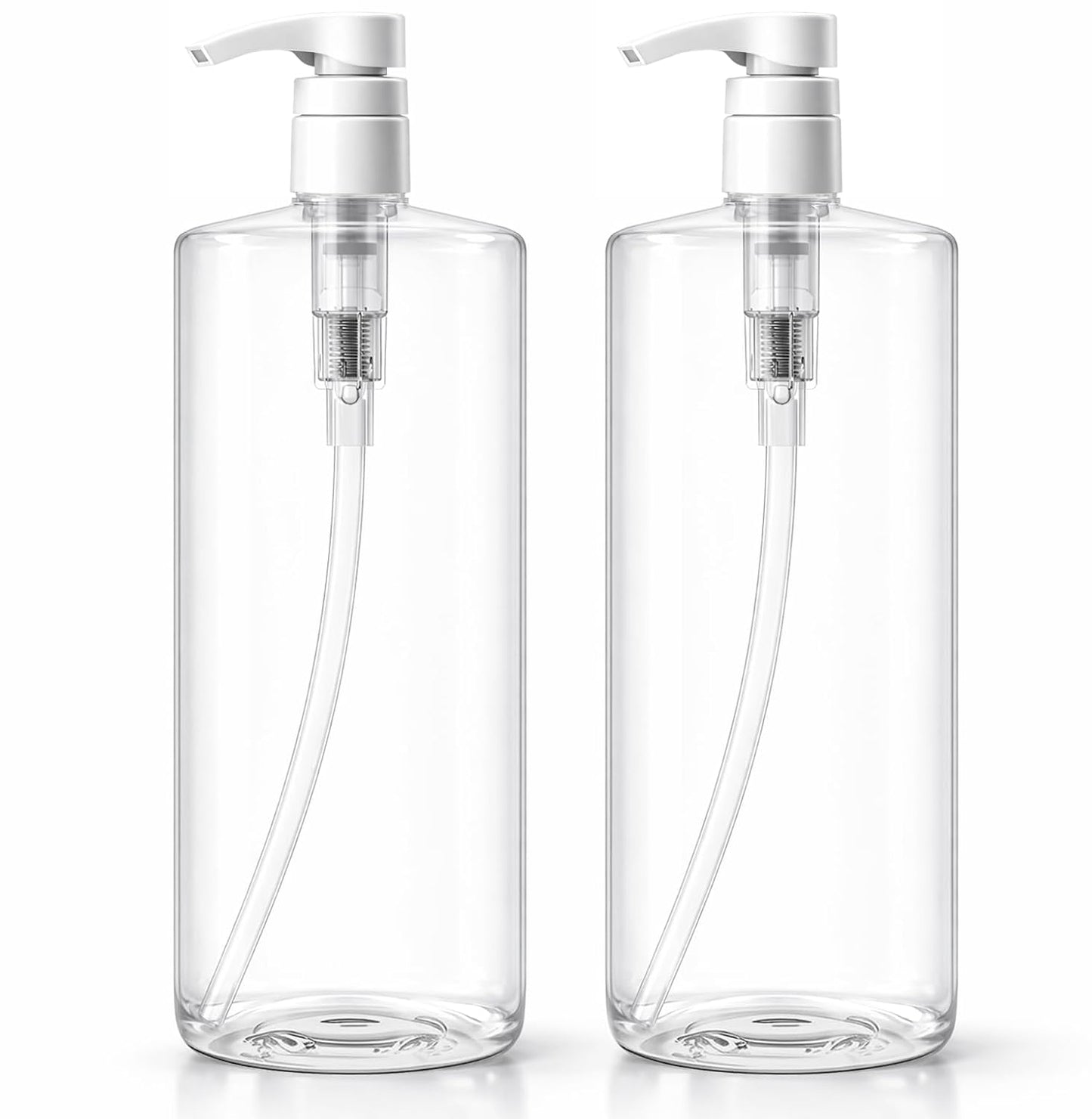 Bar5F Pump Bottle (2-Pack 32-Ounce 1-Liter) Empty for Shampoo Conditioner Body Wash Lotion BPA-Free Crystal-Clear