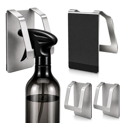 KIHOGEM Magnetic Spray Bottle Hanger | Stainless Steel Spray Bottle Holder with Strong Magnetic Backing for Refrigerator Grill RV (4pcs)