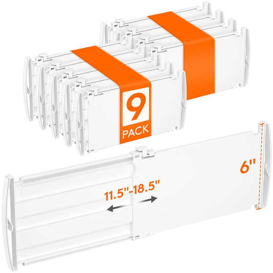 Lifewit 6" Tall 9 Pack Drawer Dividers, 11.5"-18.5...