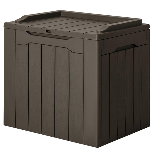 31 Gallon Resin Deck Box Waterproof Outdoor Storag... (Brown | Resin)