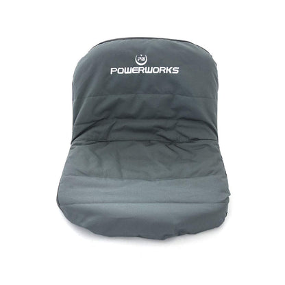 POWERWORKS Weatherproof Deluxe Riding Lawn Mower Seat Cover, Medium, Black | For Seats 12.4-14.1" High, 600D Oxford Cloth,Storage Pockets, Non-slip Cushioned Surface, Weatherproof Lawn Tractor Cover