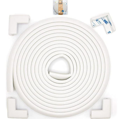 Roving Cove Slimfit Corner Edge Protector for Baby Proofing (Small 15ft Edge 4 Corners), Furniture Safety Bumper Guard, Soft NBR Rubber Foam, 3M Adhesive, Oyster White (Off White)