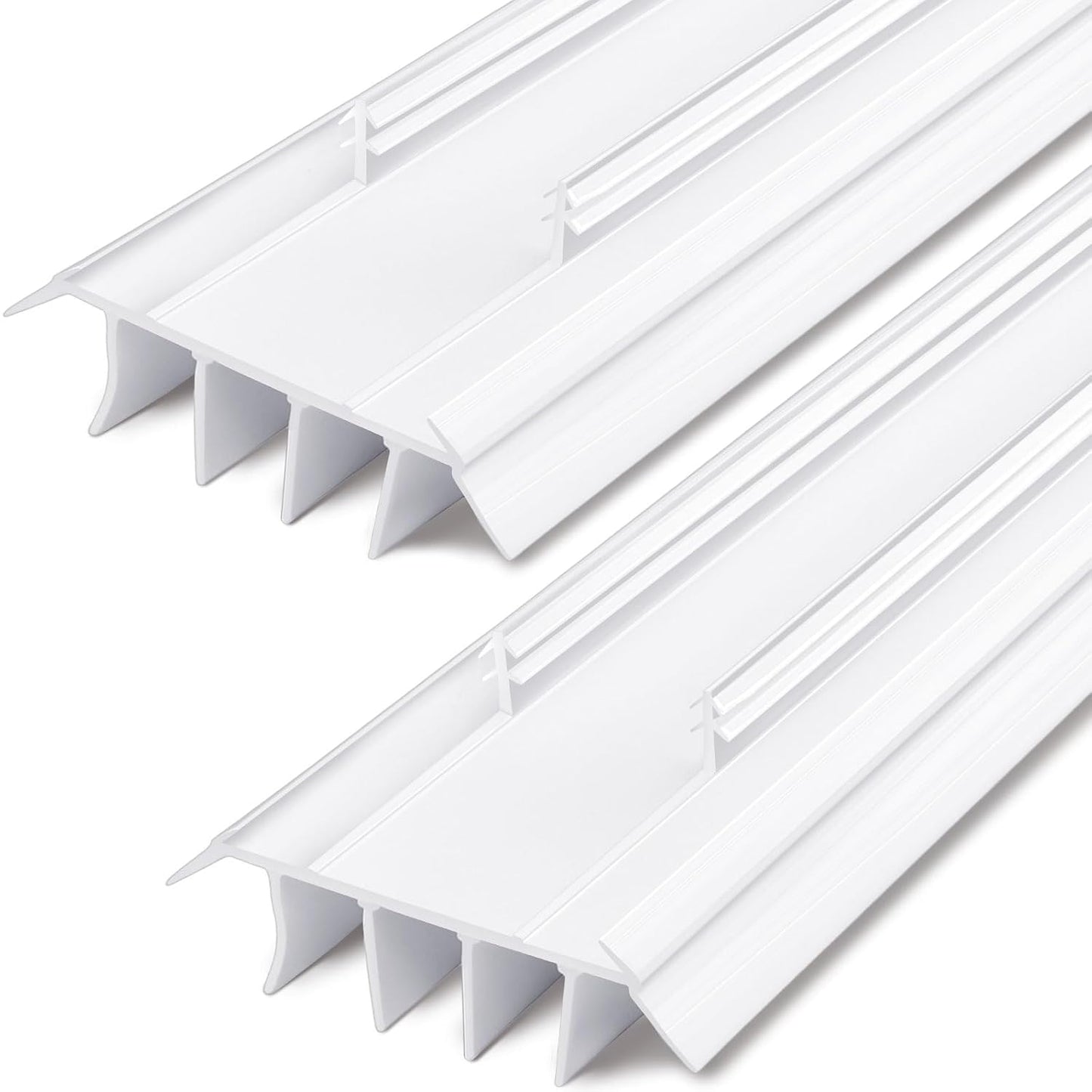 Pushglossy 2 Pcs Kerf Style Door Bottom 36" Long 1 3/4" Wide Replacement Threshold Seal with Vinyl Fins Weatherstrip Draft Stopper for Interior Exterior Doors(White)