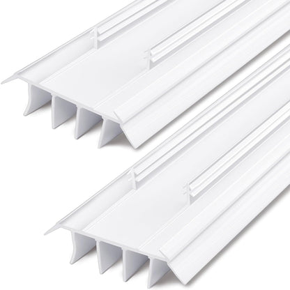 Pushglossy 2 Pcs Kerf Style Door Bottom 36" Long 1 3/4" Wide Replacement Threshold Seal with Vinyl Fins Weatherstrip Draft Stopper for Interior Exterior Doors(White)