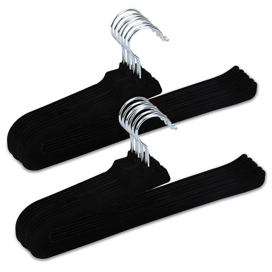 Velvet Pants Hangers, Black, 16 Pack (Black | Velvet)