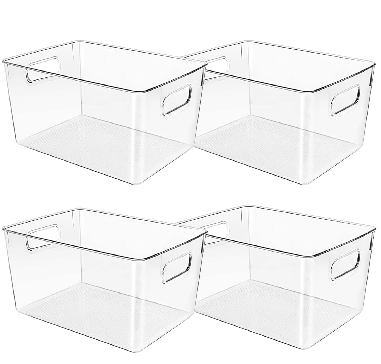 Clear Plastic Storage Bins, Pantry Organizers and Storage or Kitchen Organization and Storage Containers Bins for Organizing, Fridge, Freezer, Bathroom, Pantries, Refrigerator, Cabinet Organizer Bin