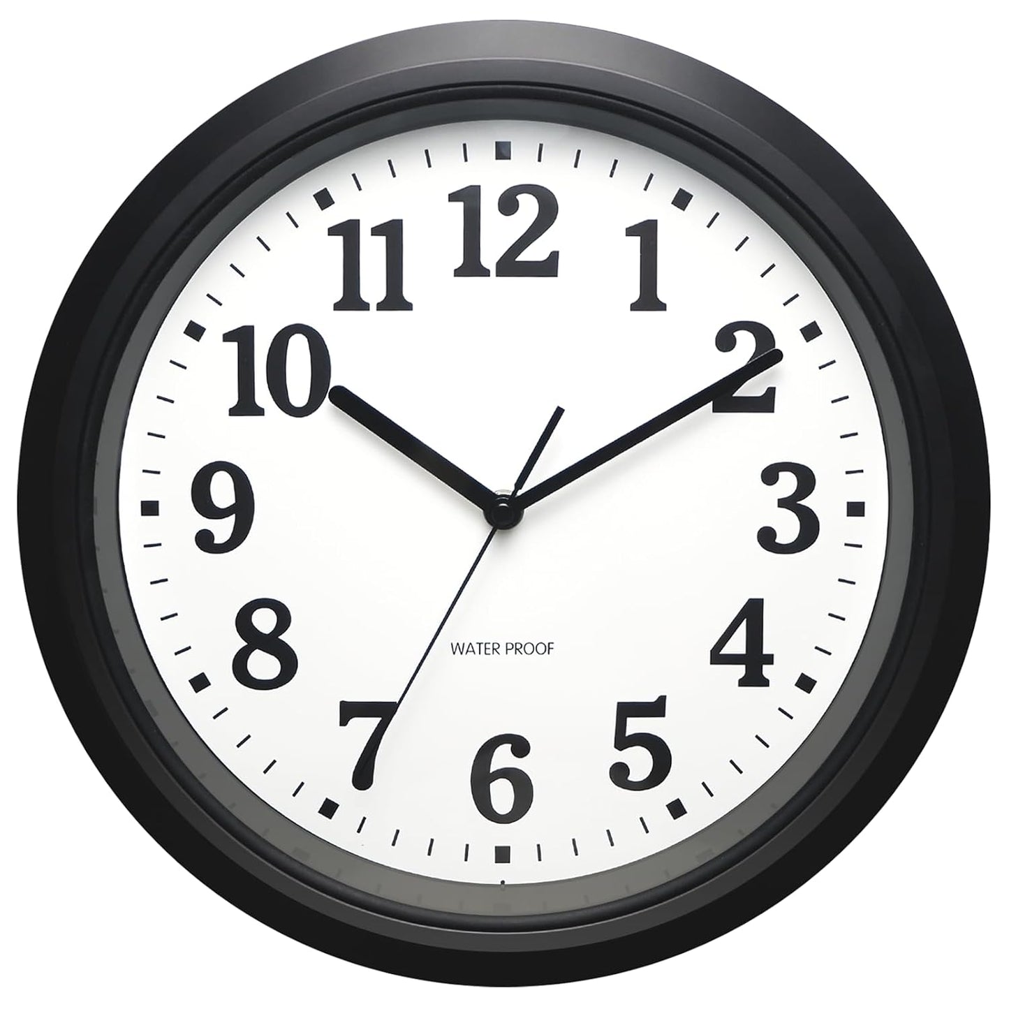 Caysie 12 Inch Sealed Indoor Outdoor Waterproof Wall Clock, Durable Silent Non-Ticking Battery Operated Quality Quartz Round Clock, Wall Decorative for Patio, Pool, Bathroom (Black)