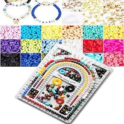 4-Pack Necklace Measurement Bead Board Jewelry Bracelet Making Trays | Gray Flocking Bead Design Board Metered Bead Plate Bulk for Jewelry Necklace Making Supplies