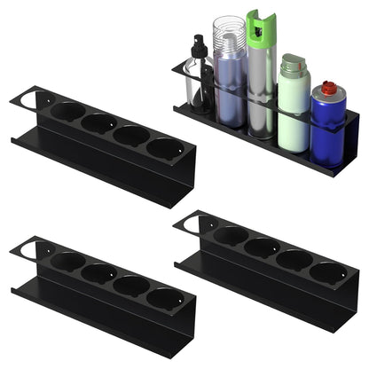 sogiv 4 Pack Spray Can Holder Organizer, Wall-Mounted Steel Spray Bottle Rack, Tool Box Storage Rack, 5 Cans Metal Paint Can Organizer for Garage, Workspace, Shop, Home or Tool Trailer, Black