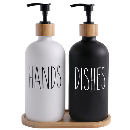 Soap Dispenser Set, Black & White | Contains Hand and Dish Soap Dispenser, Suitable for Kitchen Decor