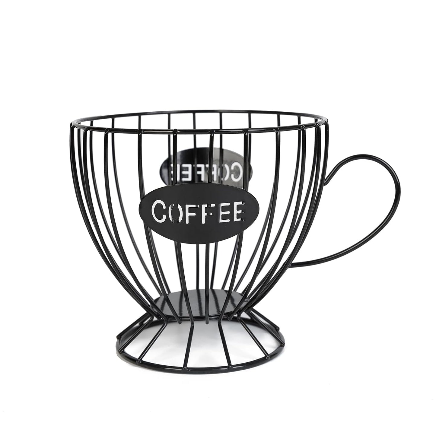 Coffee Pod Holder,Large K Cup & Capsule Storage Organizer, Tea Cup Coffee Capsule Basket, Metal Coffee Bar Organizer for Kcup Kitchen Dinning Room Office Home Cafe Hotel (Black)