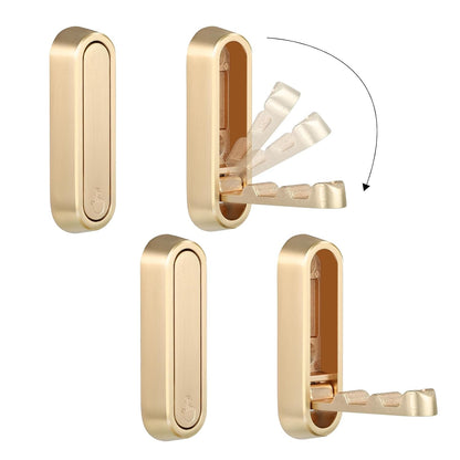 Foldable Wall Hook, Gold, 4 Pack, Screw Mounted, Heavy Duty Coat Hooks | 90° Foldable Design, Wall Mounted, Zinc Alloy, Flip-Down Design, Includes Screws And Anchors, For Bedroom, Entryway, Closet