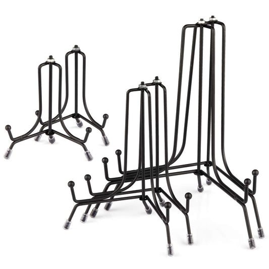 6 Pack 3 Size Improved Anti-Slip Black Plate Stand... (Black | Iron)