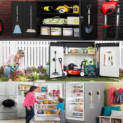 Magnetic Mop Broom Holder,Heavy Duty Movable Magnetic Broom Holder Rack,Anti-slip Wall Mounted Utility Storage Mop Shovel Gripper Hanger for Garage, Kitchen, Laundry, Garden(2 Pack/Black)
