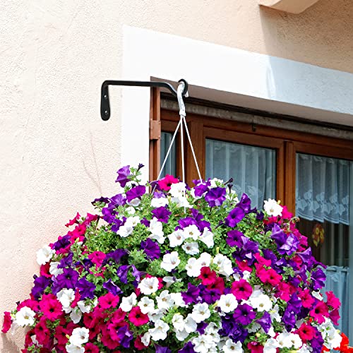Worth 6-Pack 7" Plant Hanger Bracket, Forged Iron Black Hanging Hooks | Heavy Duty Wrought Hanging Plant Holder for Garden Fence, Wall Hooks for Bird Feeder, Indoor Outdoor Use