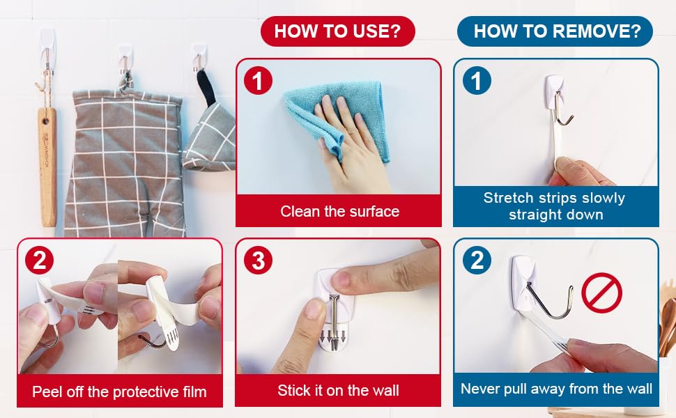 Wire Wall 32 Hooks with 36 Strips, Damage Free Adhesive Hooks,Keys,Kitchen | Heavy Duty, 36 Strips, Damage Free Adhesive, For Key Holder, Coat, Door, Shower Hanging