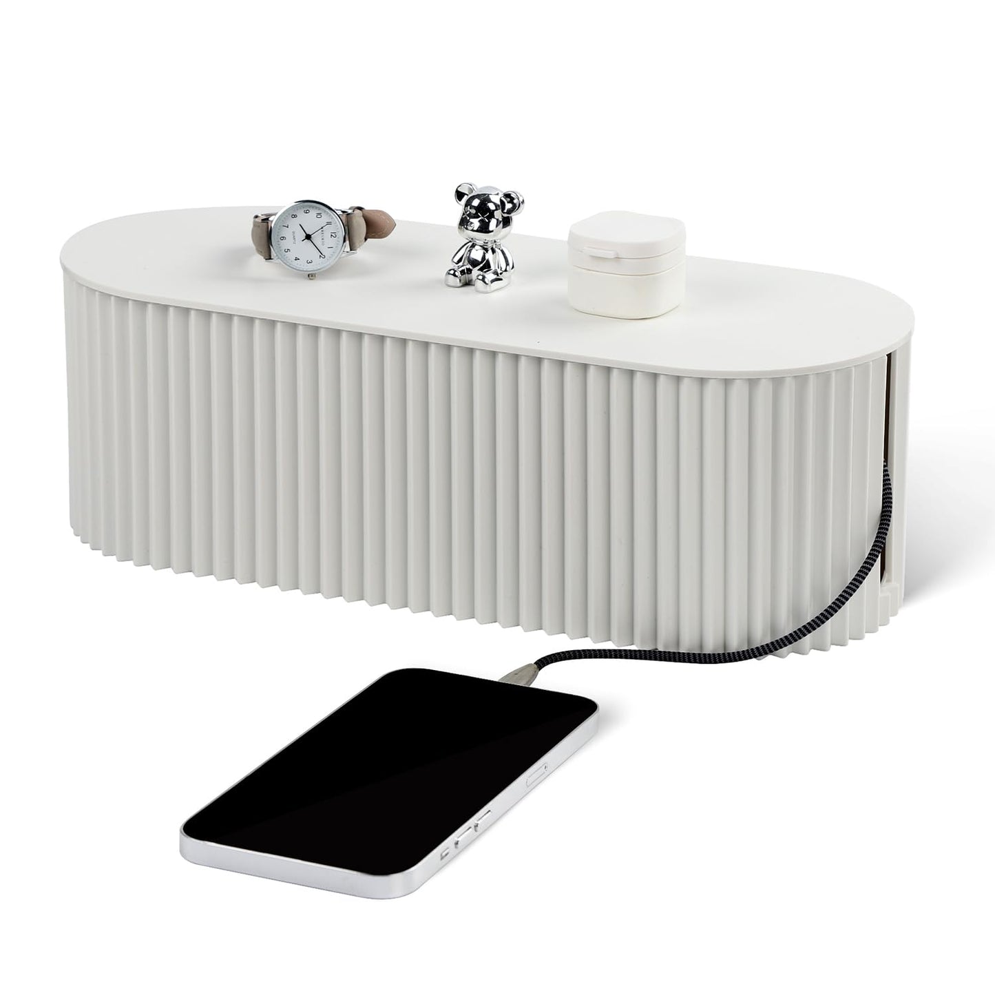 Large Cable Organizer Box for Power Strips, Surge Protectors, Chargers, TV Computer Wires - White