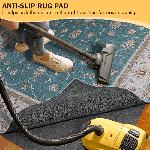 Waterproof Rug Pad 6x9 Ft, Under Area Carpet Padding, Non Slip Felt Rug Pads for Hardwood Floors, Protective Underlay Keeps Rugs in Place Without Wrinkles