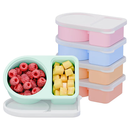 5 Pack Silicone Snack Containers with Lids, Reusable Snackle Box, 8 oz