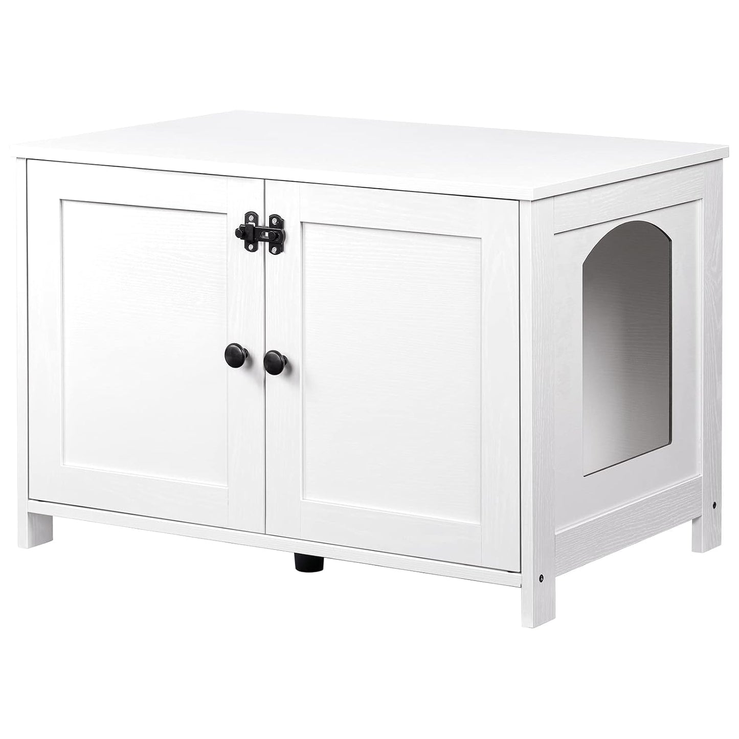 HOOBRO Litter Box Enclosure, Cat Litter Box Furniture with Removable Divider, Large Hidden Litter Box Furniture, Wooden Cat House, End Side Table, 31" L x 17.5" W x 19.7" H, White WT03MW01G2