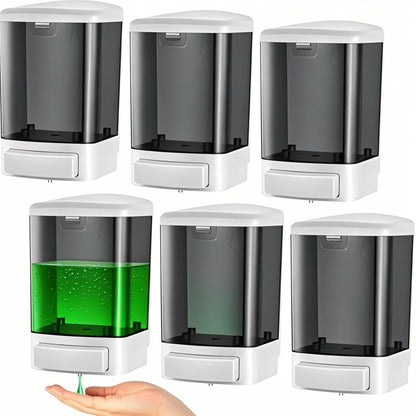 6-Pack Soap Dispenser Wall Mount 1000ml (33.8oz) –Commercial Heavy-Duty Plastic Liquid Dispenser for Soap,Shampoo, Hand Sanitizer– Manual Pump for Bathroom, Kitchen, Restaurant,Hotel (1000ml)