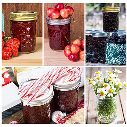 Mason Jars 8 oz, 24 Pack Canning Jars 8 oz Half Pint Glass jars with Regular Lids and Bands, Small Mason Jars with Lids Ideal for Jelly Jam Honey Wedding Favors Shower Favors Food